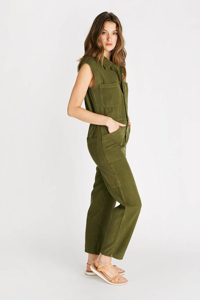 Heidi Sleeveless Coverall in Forest Night - Veneka-Sustainable-Ethical-Tops-Etica Denim Drop Ship