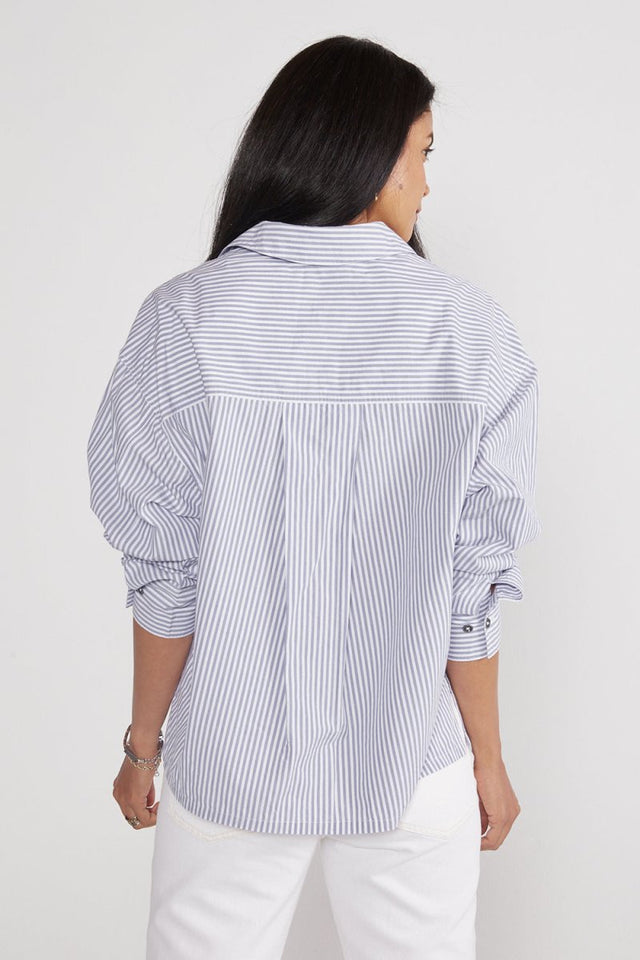 Holly Classic Shirt - Sky Stripe - Veneka-Sustainable-Ethical-Tops-Etica Denim Drop Ship