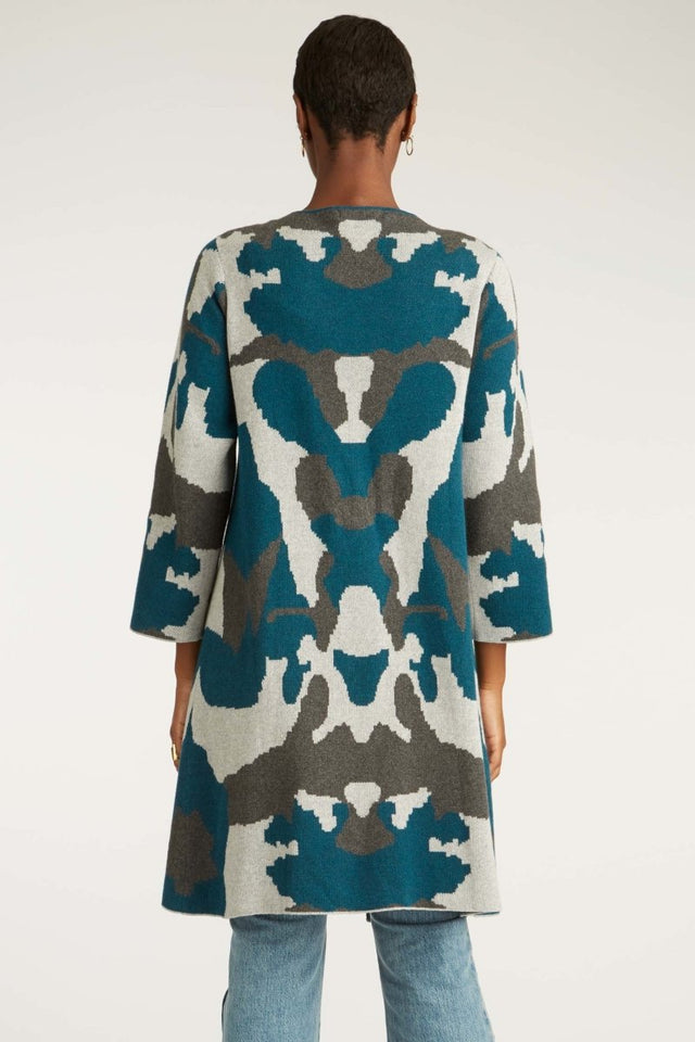 Ink Blot Swing Coat in Water Mix - Veneka-Sustainable-Ethical-Jackets-Indigenous Drop Ship