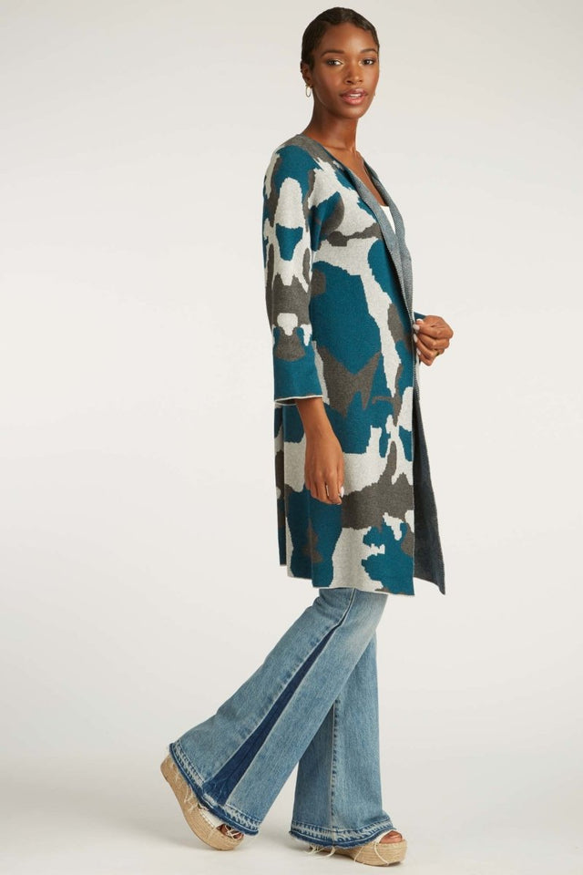 Ink Blot Swing Coat in Water Mix - Veneka-Sustainable-Ethical-Jackets-Indigenous Drop Ship