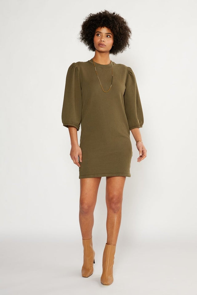 Isabelle Puff Sleeve Dress in Sea Turtle - Veneka-Sustainable-Ethical-Dresses-Etica Denim Drop Ship