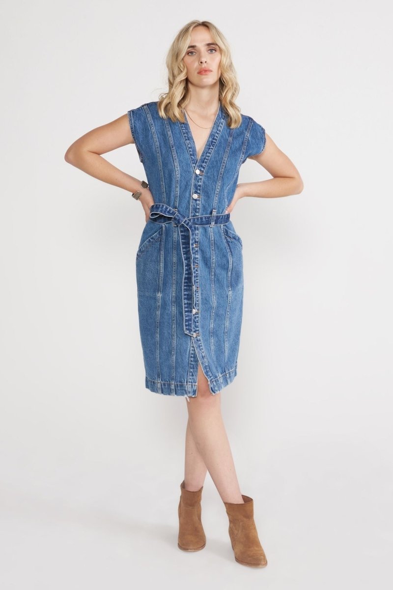 blue dress for baby girl Issa Seamed Dress in Topaz River – Veneka
