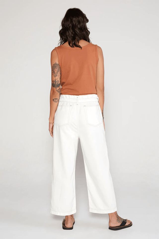 Issey Belted Trouser in Natural - Veneka-Sustainable-Ethical-Bottoms-Etica Denim Drop Ship