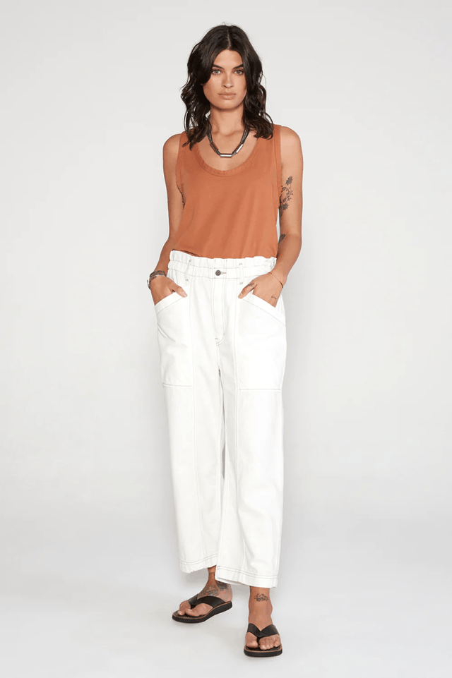 Issey Belted Trouser in Natural - Veneka-Sustainable-Ethical-Bottoms-Etica Denim Drop Ship