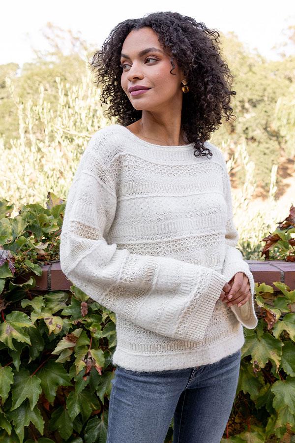 Janelly Pullover in Ivory - Veneka-Sustainable-Ethical-Tops-Indigenous Drop Ship