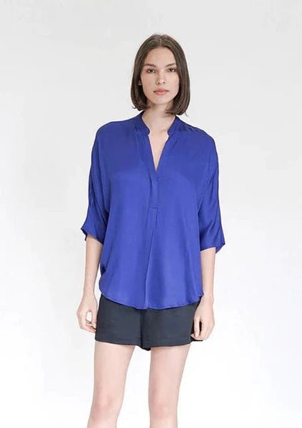 トップス KAVAL Round neck blouse XFLWAM Cowl Neck Ruched Tops for Women Elegant Satin Silky Draped