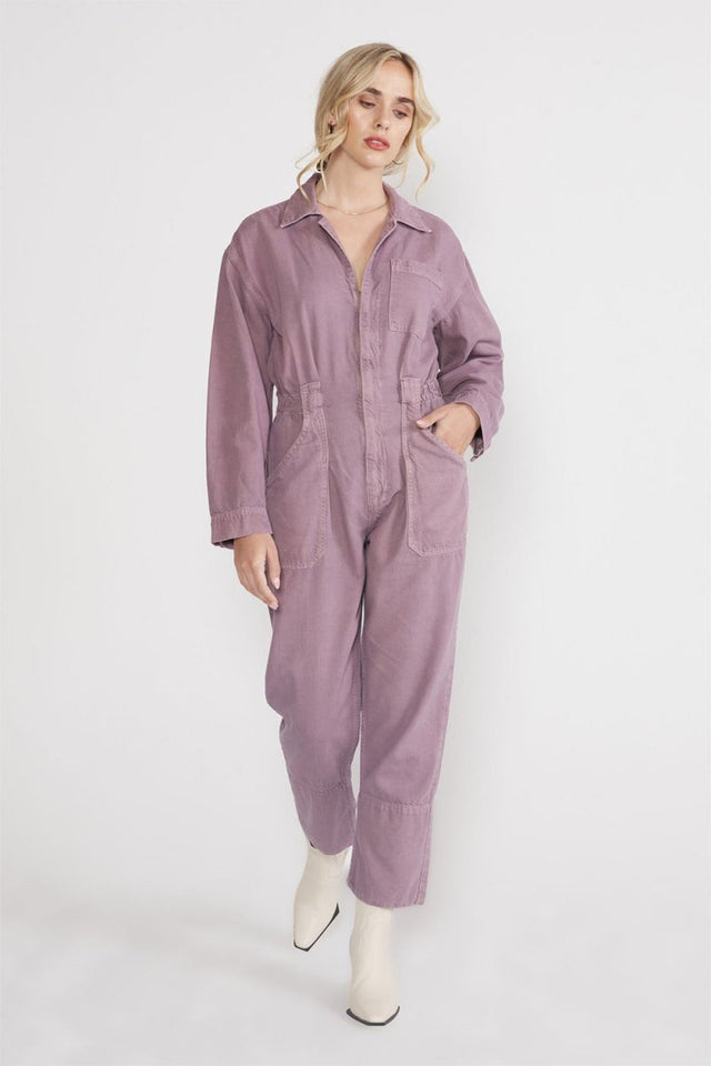Kingsley Utility Jumpsuit - Purple Dove - Veneka-Sustainable-Ethical-Dresses-Etica Denim Drop Ship