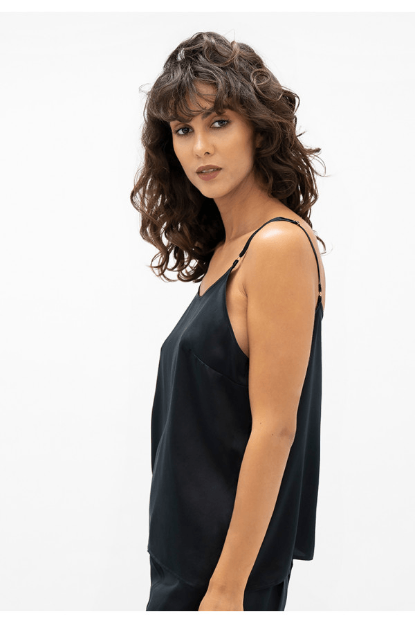 Kingston LHR Cami Top in Black - Veneka-Sustainable-Ethical-Tops-1 People Drop Ship