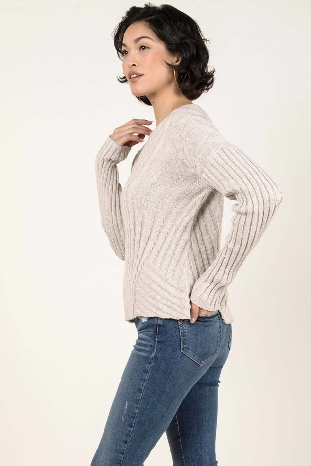 Knit Rib Pullover in Oatmeal - Veneka-Sustainable-Ethical-Tops-Indigenous Drop Ship