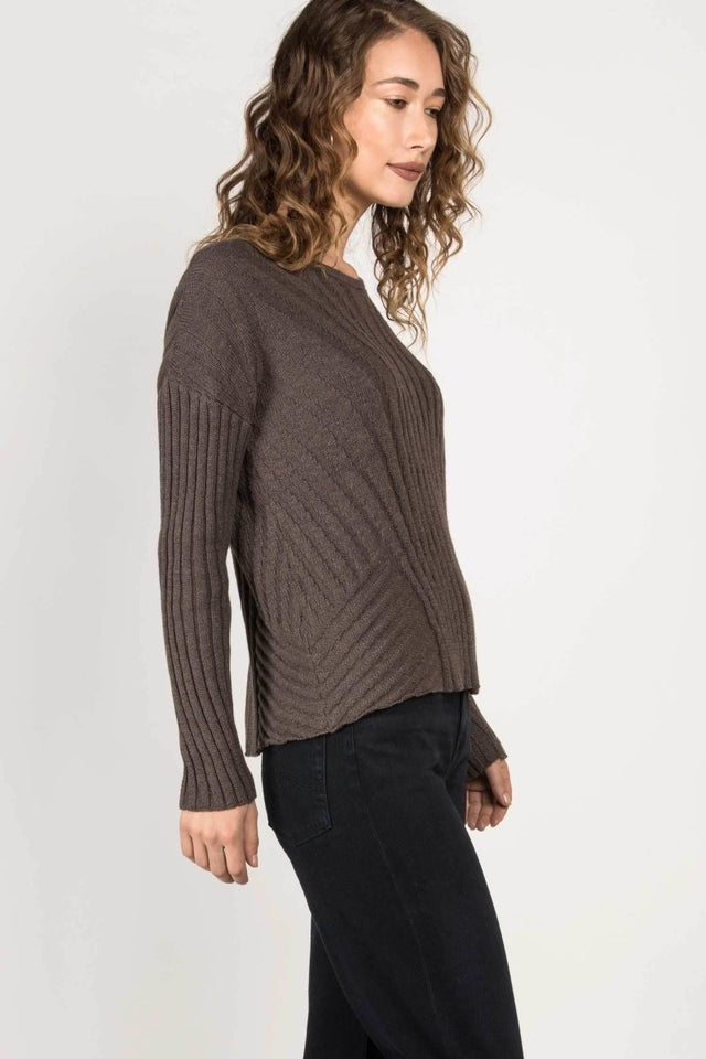 Knit Rib Pullover in Stone - Veneka-Sustainable-Ethical-Tops-Indigenous Drop Ship