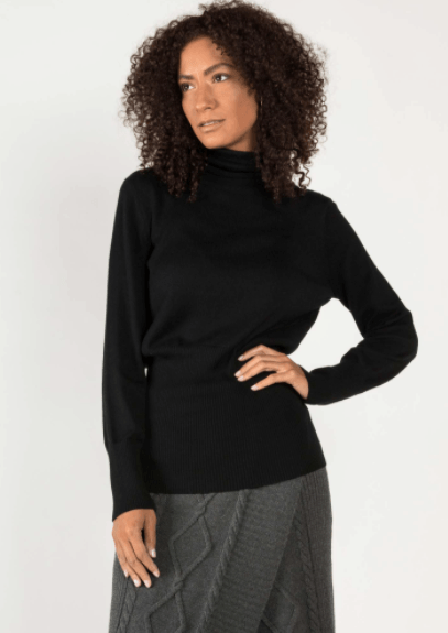 Knit Turtleneck in Black - Veneka-Sustainable-Ethical-Tops-Indigenous Drop Ship