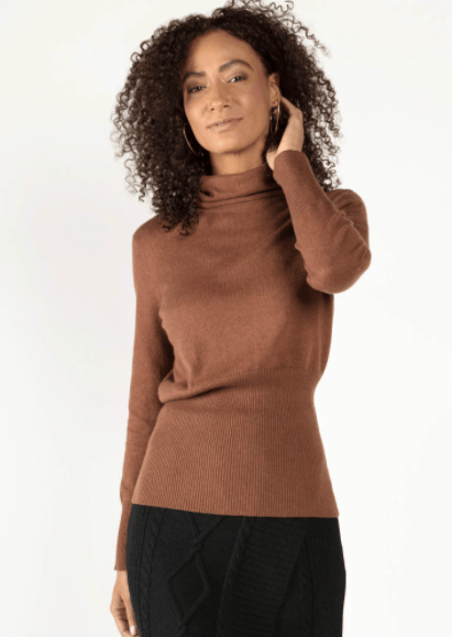 Knit Turtleneck in Cayenne - Veneka-Sustainable-Ethical-Tops-Indigenous Drop Ship