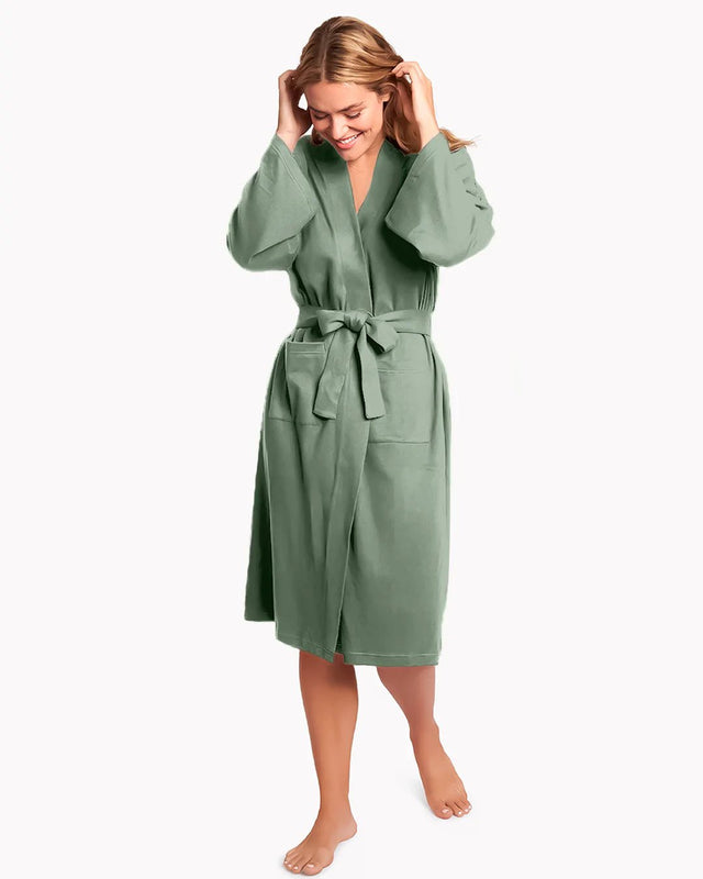 Knocking Knit Robe in Sea - Veneka-Sustainable-Ethical-Home-YesAnd Drop Ship
