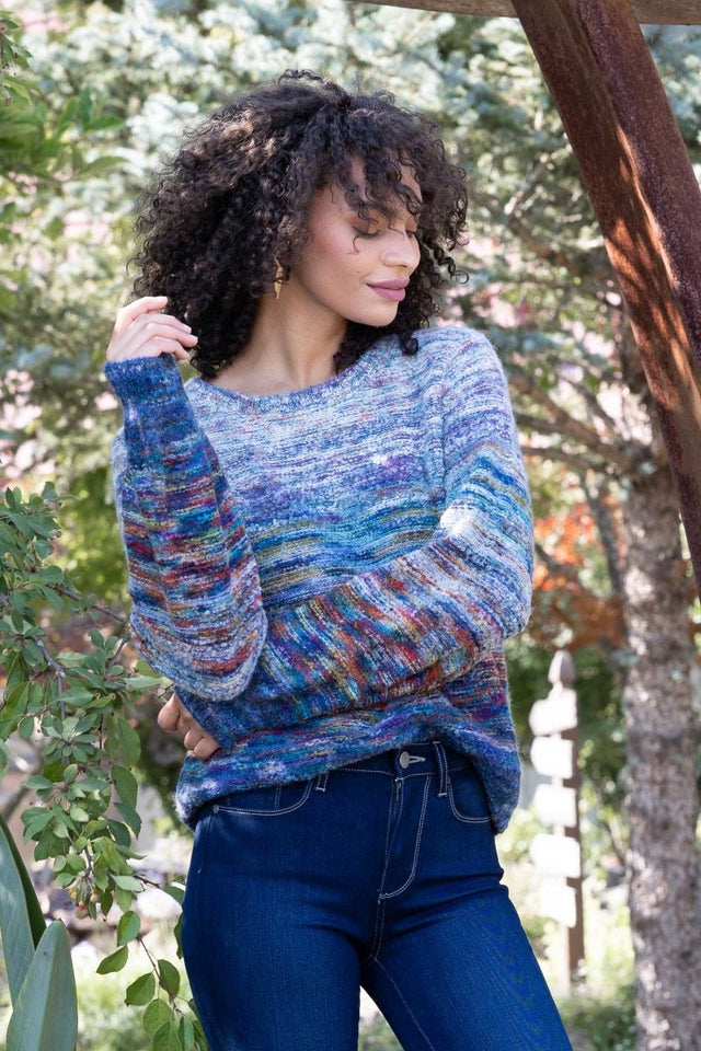 Lake Titicaca Hand Dyed Pullover in Blue Mix - Veneka-Sustainable-Ethical-Tops-Indigenous Drop Ship
