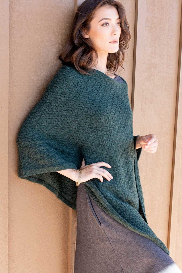 Lattice Stitch Poncho in Ivy - Veneka-Sustainable-Ethical-Tops-Indigenous Drop Ship