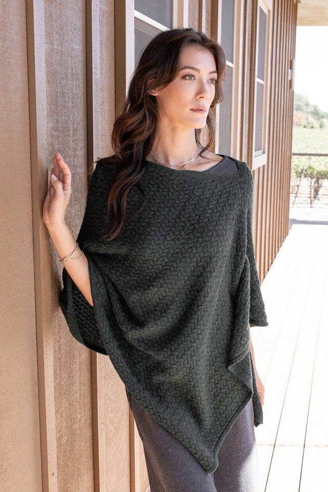 Lattice Stitch Poncho in Ivy - Veneka-Sustainable-Ethical-Tops-Indigenous Drop Ship