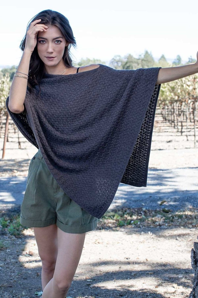 Lattice Stitch Poncho in Stone - Veneka-Sustainable-Ethical-Tops-Indigenous Drop Ship