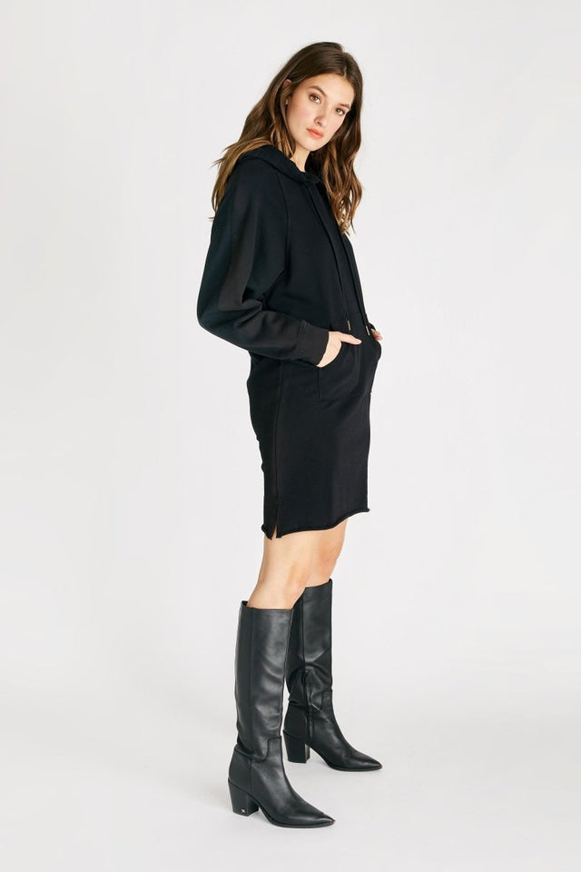 Layla Hooded Dress in Black - Veneka-Sustainable-Ethical-Dresses-Etica Denim Drop Ship