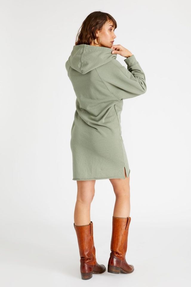 Layla Hooded Dress in Surplus - Veneka-Sustainable-Ethical-Dresses-Etica Denim Drop Ship