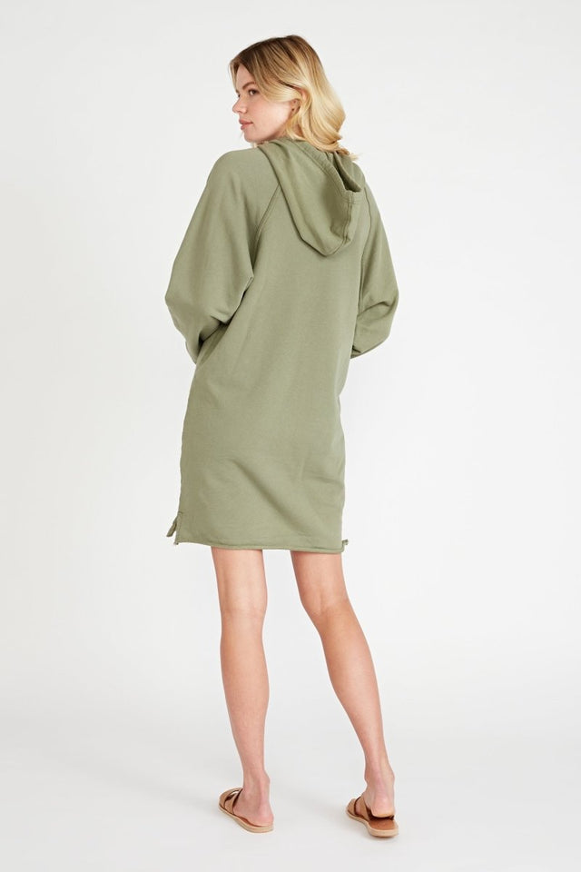 Layla Hooded Dress in Surplus - Veneka-Sustainable-Ethical-Dresses-Etica Denim Drop Ship