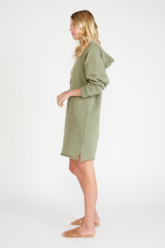 Layla Hooded Dress in Surplus - Veneka-Sustainable-Ethical-Dresses-Etica Denim Drop Ship