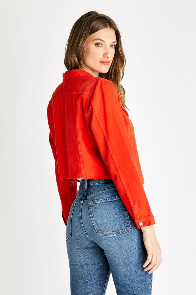 Lennox Denim Jacket in Flame - Veneka-Sustainable-Ethical-Jackets-Etica Denim Drop Ship