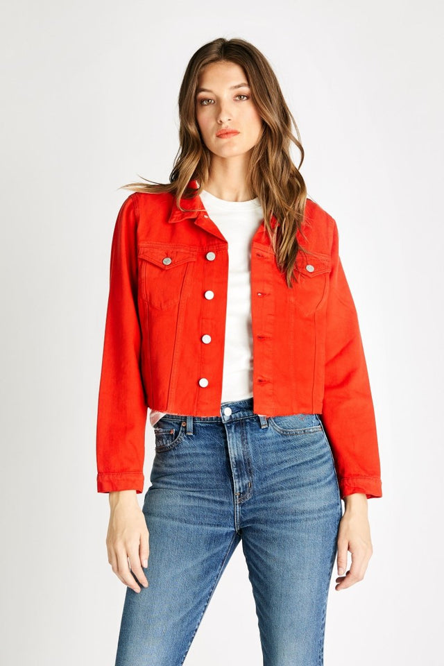 Lennox Denim Jacket in Flame - Veneka-Sustainable-Ethical-Jackets-Etica Denim Drop Ship