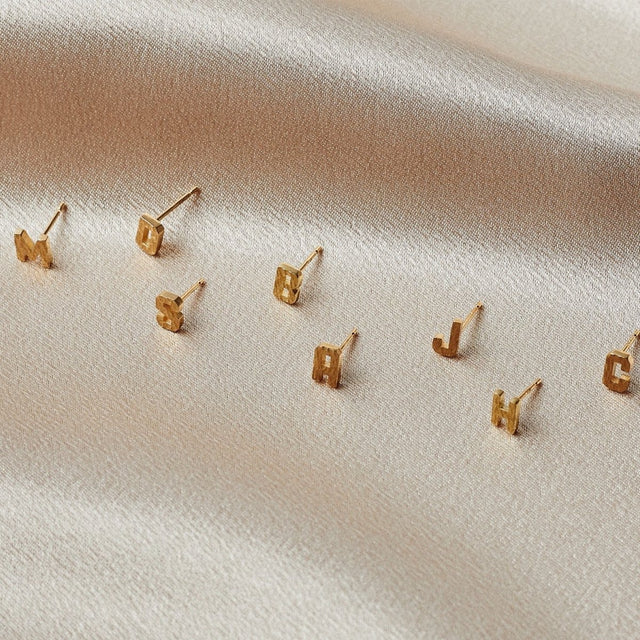 Letra Recycled Single Earring in 14k Yellow Gold - Veneka-Sustainable-Ethical-Jewelry-Nunchi Drop Ship