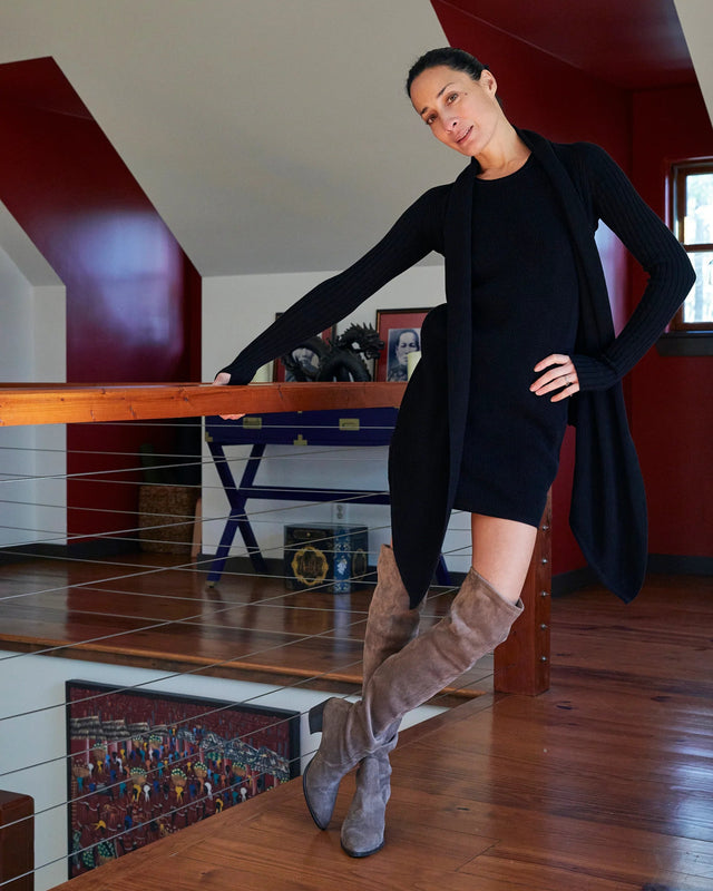 Lisa Cardigan Sweater in Onyx - Veneka-Sustainable-Ethical-Jackets-YesAnd Drop Ship
