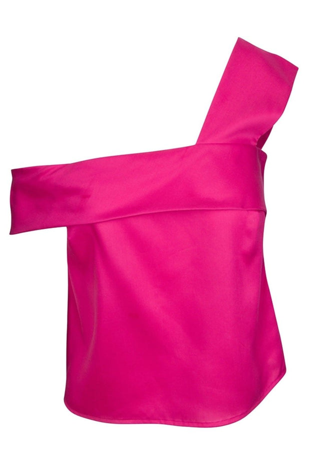 Malina Asymmetrical Off Shoulder Tencel Top in Rose - Veneka-Sustainable-Ethical-Tops-Valani Drop Ship