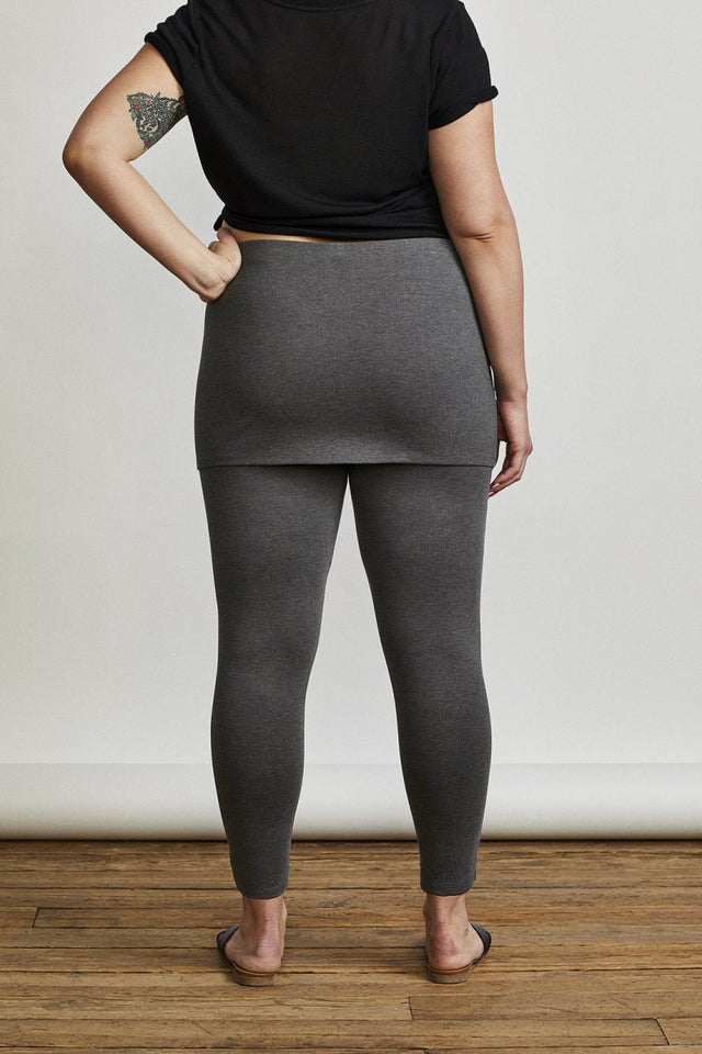 Market Skirted Legging in Charcoal Grey - Veneka-Sustainable-Ethical-Bottoms-Hours Drop Ship