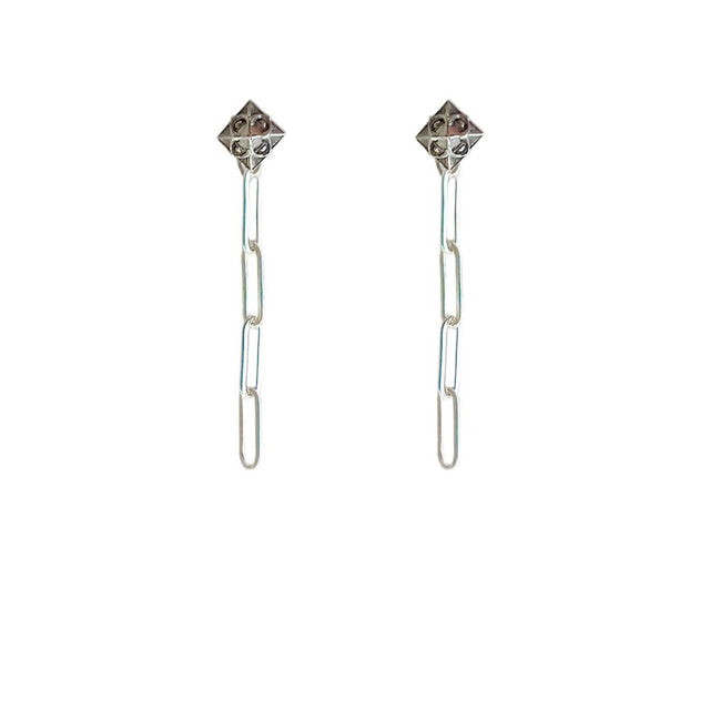 Maude Paper Clip Chain Earring in Silver - Veneka-Sustainable-Ethical--Astor & Orion Drop Ship