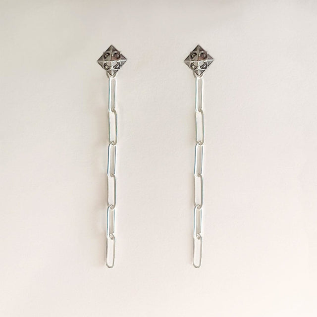 Maude Paper Clip Chain Earring in Silver - Veneka-Sustainable-Ethical--Astor & Orion Drop Ship