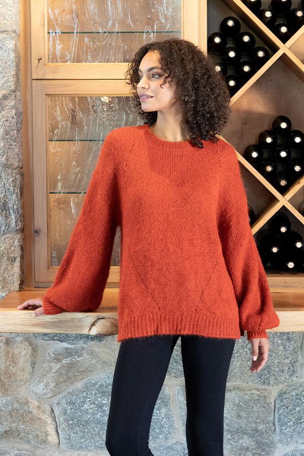 Mayte Sweater in Terra Cotta - Veneka-Sustainable-Ethical-Tops-Indigenous Drop Ship