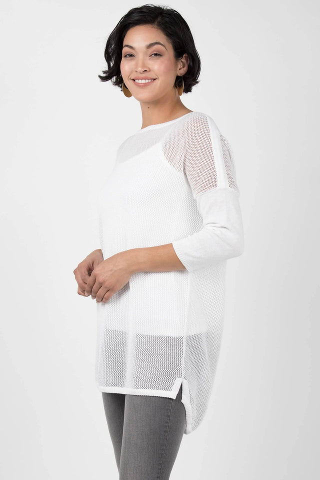 Mesh Pullover Sweater in Oatmeal - Veneka-Sustainable-Ethical-Tops-Indigenous Drop Ship