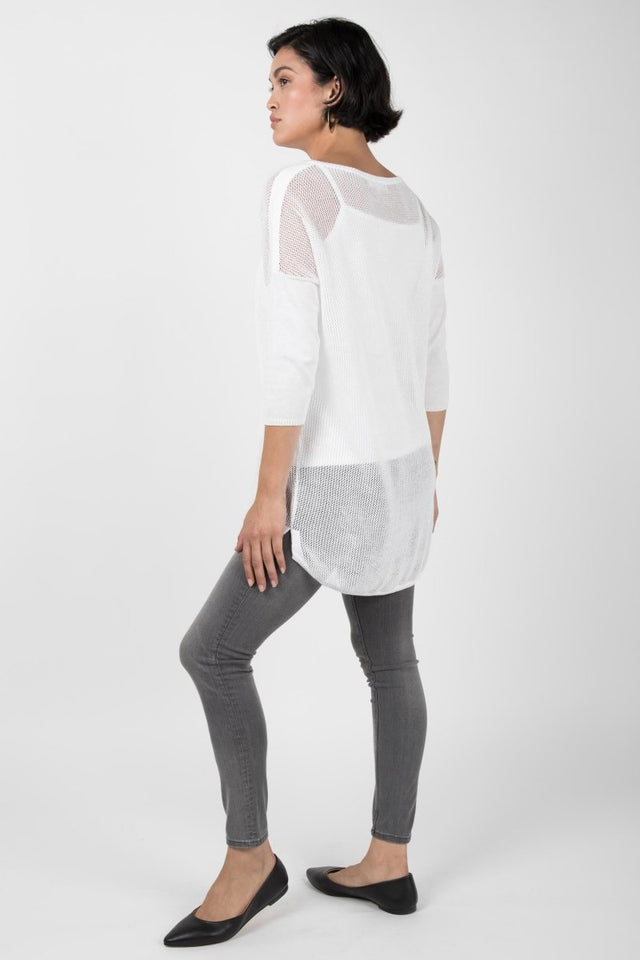 Mesh Pullover Sweater in White - Veneka-Sustainable-Ethical-Tops-Indigenous Drop Ship
