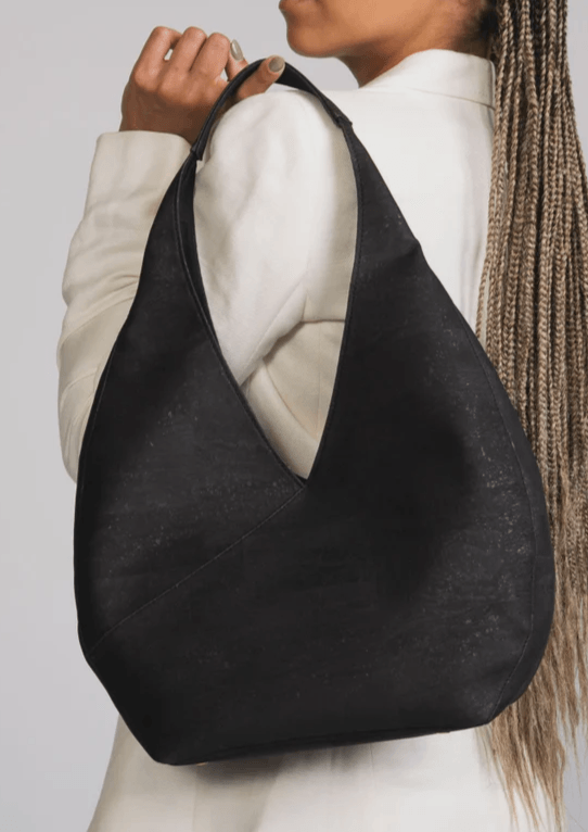 Modern Chic Shoulder Bag in Black - Veneka-Sustainable-Ethical-Bag-Tiradia Cork Drop Ship