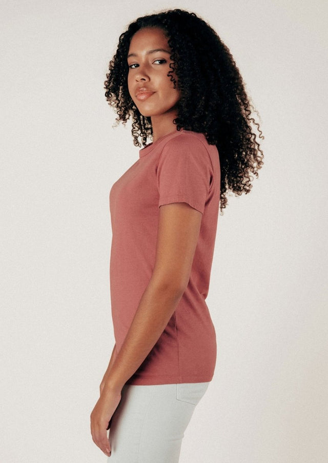 Monroe Crew Neck Tee in Clay - Veneka-Sustainable-Ethical-Tops-Graceful District Drop Ship