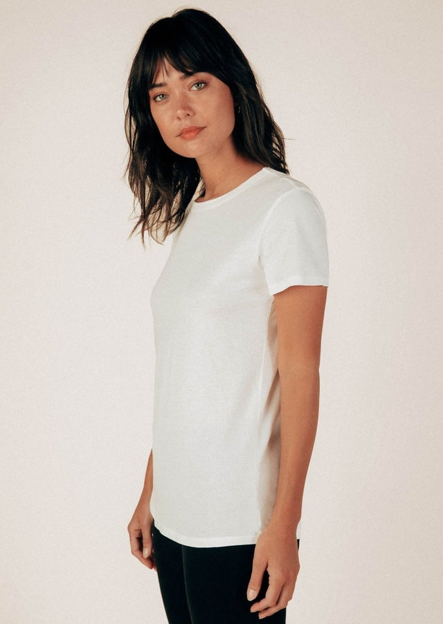 Monroe Crew Neck Tee in White - Veneka-Sustainable-Ethical-Tops-Graceful District Drop Ship