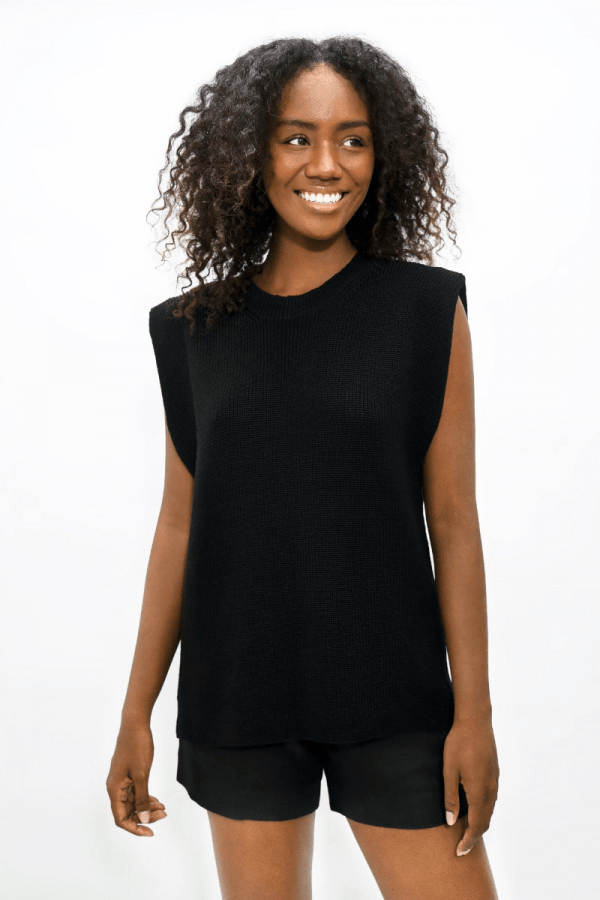 Napoli NAP High Neck Knitted Top in Licorice - Veneka-Sustainable-Ethical-Tops-1 People Drop Ship