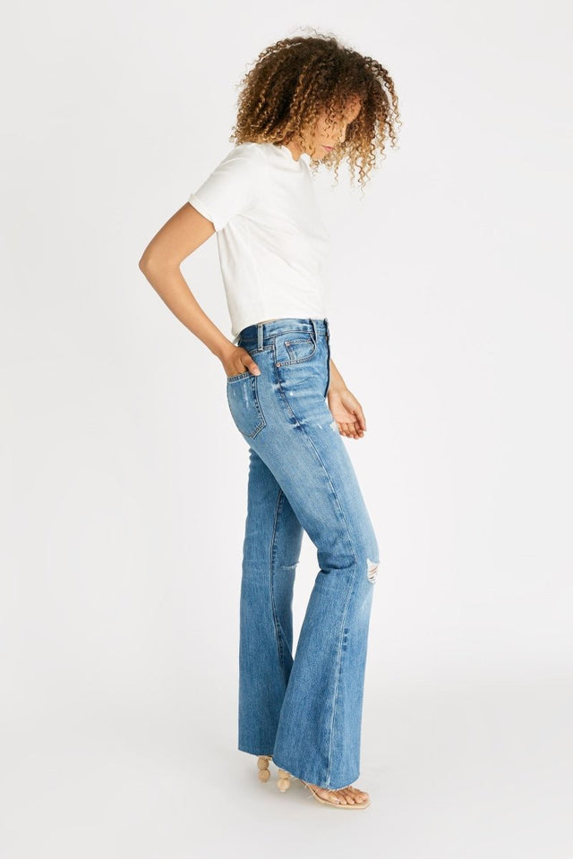 Nina Flare in Fleetwood - Veneka-Sustainable-Ethical-Bottoms-Etica Denim Drop Ship