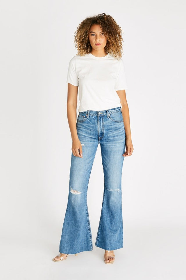 Nina Flare in Fleetwood - Veneka-Sustainable-Ethical-Bottoms-Etica Denim Drop Ship