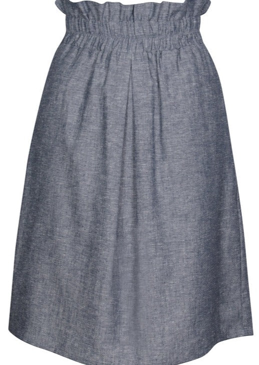 Nora Paperbag Midi Hemp Skirt in Grey - Veneka-Sustainable-Ethical-Bottoms-Valani Drop Ship