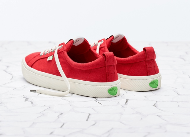 OCA Low Red Canvas Sneaker Women - Veneka-Sustainable-Ethical-Footwear-Cariuma Drop Ship