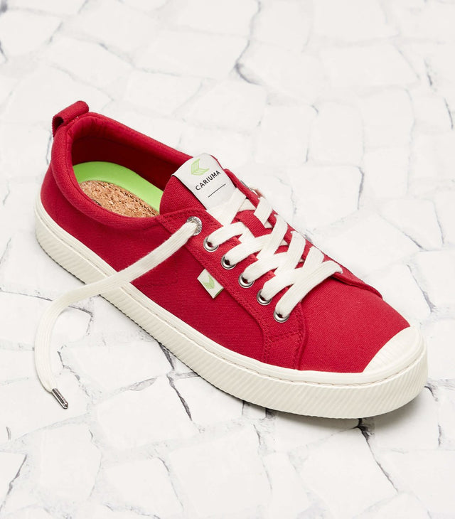 OCA Low Red Canvas Sneaker Women - Veneka-Sustainable-Ethical-Footwear-Cariuma Drop Ship