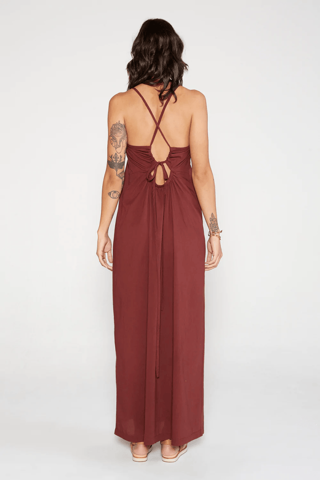 Olivia Halter Maxi in Rum Raisin Veneka Olivia Halter Maxi in Rum Raisin Veneka