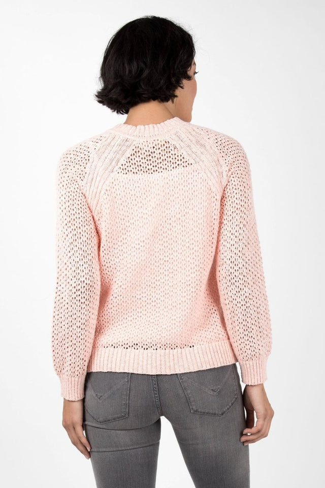 Open Knit Crew Neck in Peach - Veneka-Sustainable-Ethical-Tops-Indigenous Drop Ship