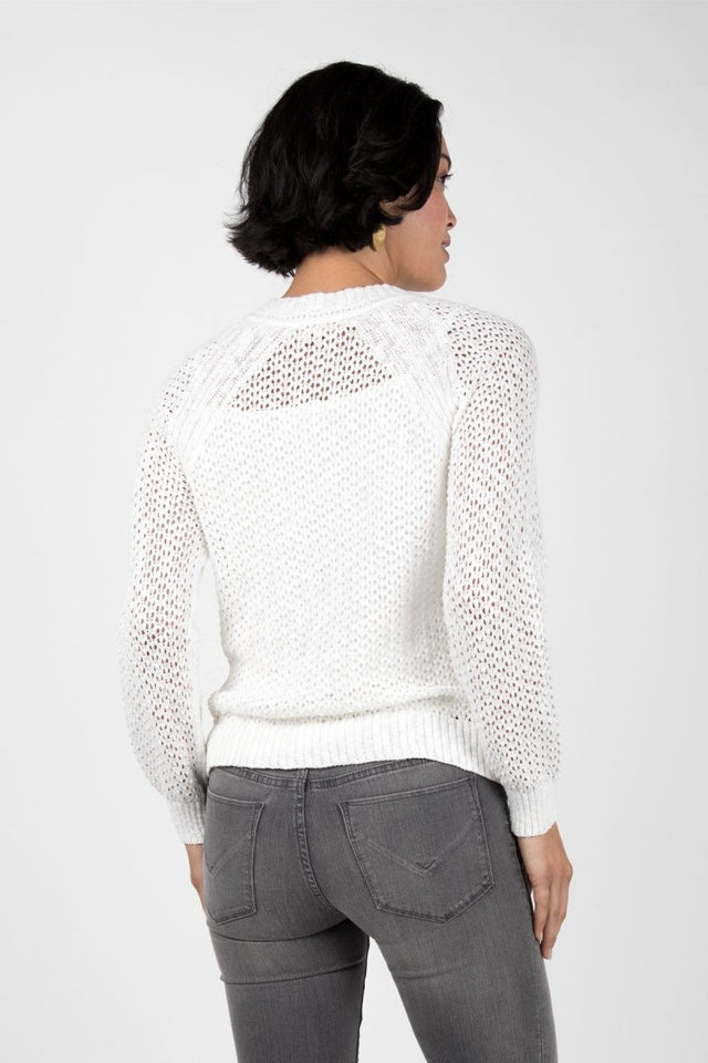 Open Knit Crew Neck in White - Veneka-Sustainable-Ethical-Tops-Indigenous Drop Ship