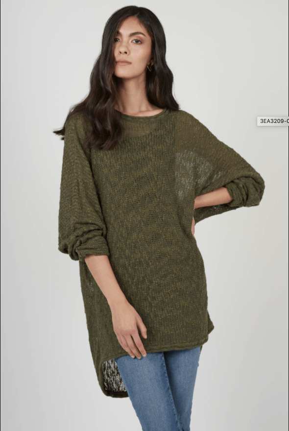 Open Stitch Pullover Sweater in Olive - Veneka-Sustainable-Ethical-Tops-Indigenous Drop Ship