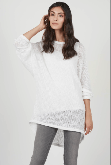 Open Stitch Pullover Sweater in White - Veneka-Sustainable-Ethical-Tops-Indigenous Drop Ship